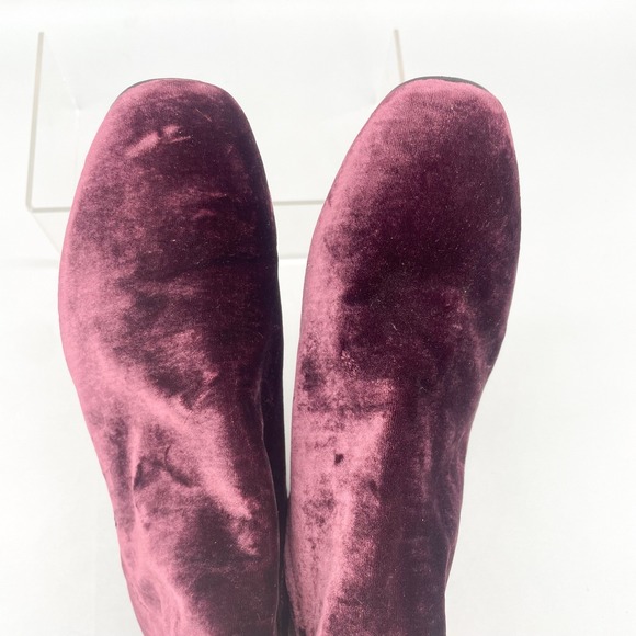 M Gemi Womens 42 11 Corsa Boots Shoes Burgundy Velvet Chunky Heel Bootie Zip - Picture 9 of 12